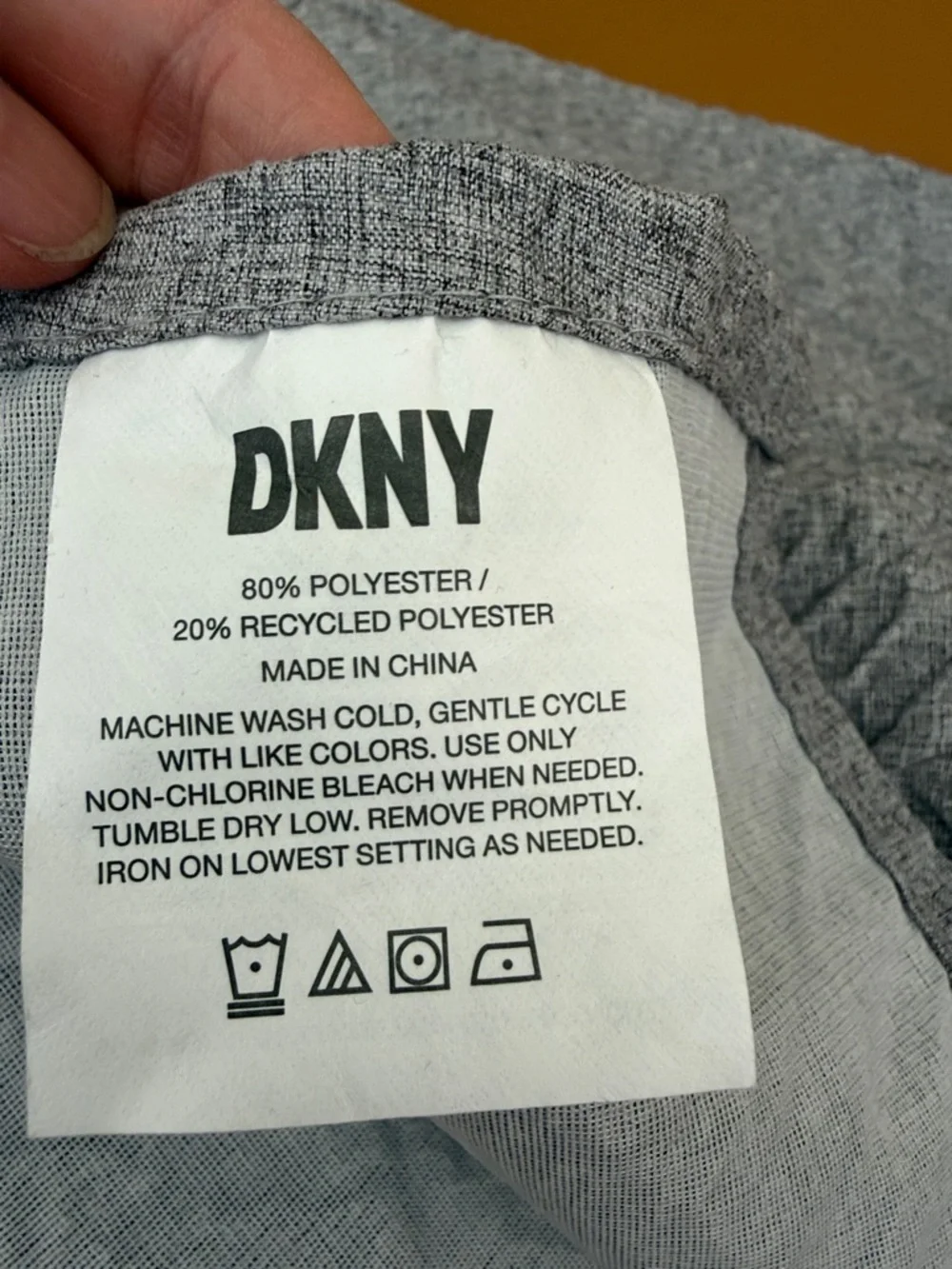 Dkny Light Gray Textured Shower Curtain with Silver Rings